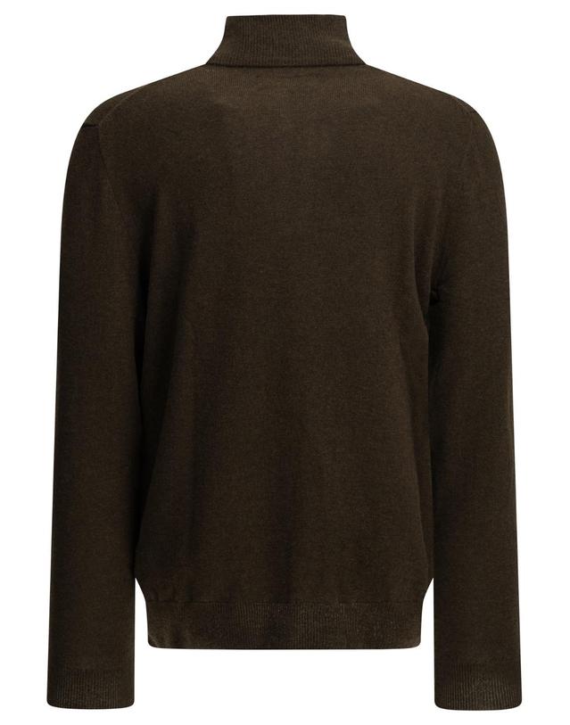 폴로 랄프로렌 [해외직구][V90]폴로 710876756503CINNAMON BROWN HEATHER 남성 니트 스웨터 가디건 Sweater with a half zip and logo 착용컷