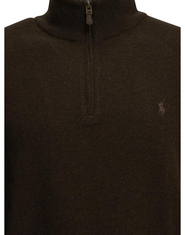 폴로 랄프로렌 [해외직구][V90]폴로 710876756503CINNAMON BROWN HEATHER 남성 니트 스웨터 가디건 Sweater with a half zip and logo 착용컷