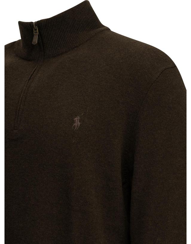 폴로 랄프로렌 [해외직구][V90]폴로 710876756503CINNAMON BROWN HEATHER 남성 니트 스웨터 가디건 Sweater with a half zip and logo 착용컷