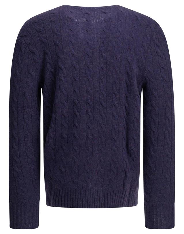 폴로 랄프로렌 [해외직구][V90]폴로 710876762505FIREFISH PURPLE HEATHER 남성 니트 스웨터 가디건 Crew neck sweater with logo 착용컷