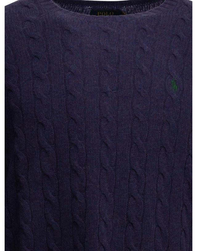 폴로 랄프로렌 [해외직구][V90]폴로 710876762505FIREFISH PURPLE HEATHER 남성 니트 스웨터 가디건 Crew neck sweater with logo 착용컷