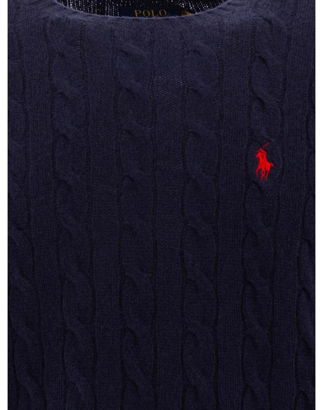 폴로 랄프로렌 [해외직구][V90]폴로 710876762002HUNTER NAVY 남성 니트 스웨터 가디건 Wool and cashmere crewneck sweater with logo 착용컷