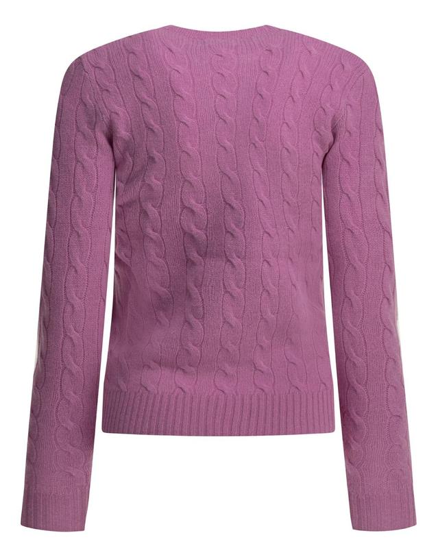 폴로 랄프로렌 [해외직구][V90]폴로 211971865506THISTLE PINK 여성 니트 스웨터 가디건 Crew neck sweater with logo 착용컷