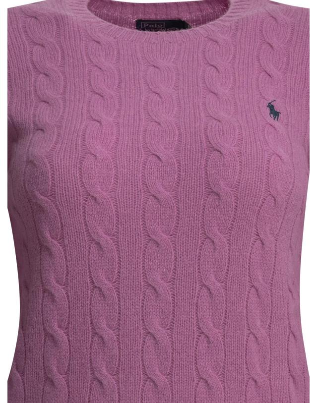 폴로 랄프로렌 [해외직구][V90]폴로 211971865506THISTLE PINK 여성 니트 스웨터 가디건 Crew neck sweater with logo 착용컷