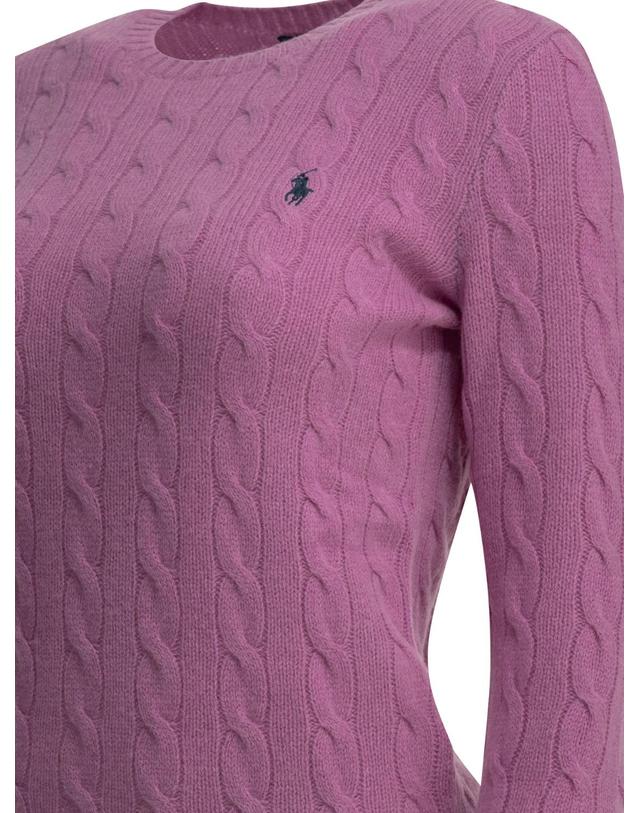 폴로 랄프로렌 [해외직구][V90]폴로 211971865506THISTLE PINK 여성 니트 스웨터 가디건 Crew neck sweater with logo 착용컷