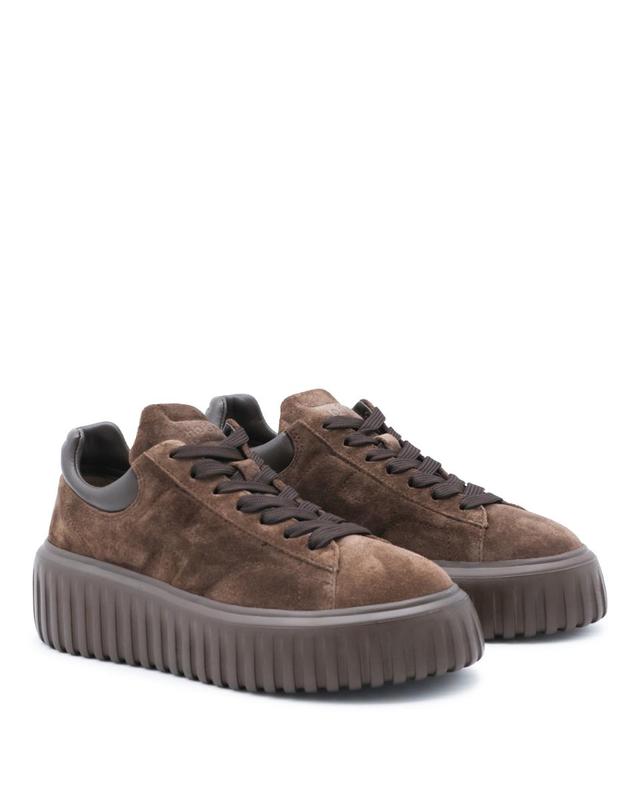 호간 [해외직구][Q11]호건 HXW6450FC6TPJQ0UV2 여성 스니커즈 BROWN SUEDE H STRIPES SNEAKERS 착용컷