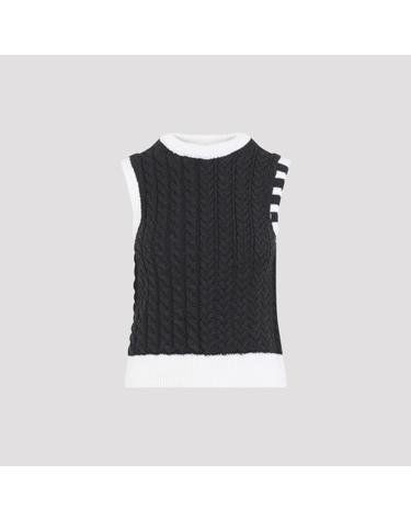 [해외직구][D14]톰브라운 FKV237AY1024 025 DARK GREY 여성 스웨터 니트 가디건 Thom Browne Aran Cable Shell Top