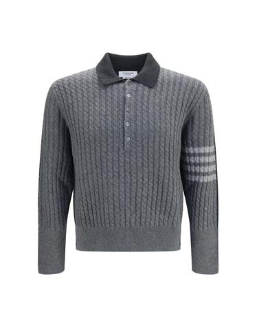 [해외직구][K68]톰브라운 MKP166AY1018 982 남성 니트 스웨터 가디건 4 Bar cable knit long sleeve Polo Sweater