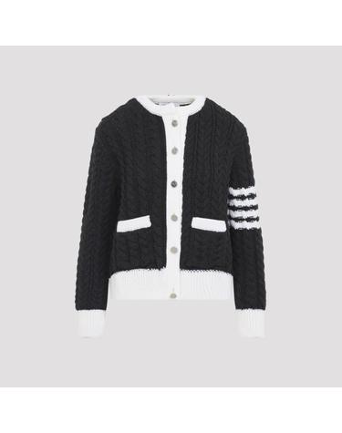 [해외직구][D14]톰브라운 FKC724AY1024 025 DARK GREY 여성 스웨터 니트 가디건 Thom Browne Aran Cable Crew Neack Cardigan