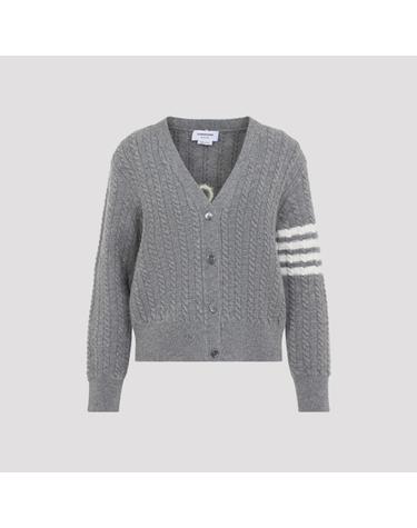 [해외직구][D14]톰브라운 FKC729AY1005 055 LT GREY 여성 스웨터 니트 가디건 Thom Browne Anchor Intersia Cable Stitsh V Neck Cardigan