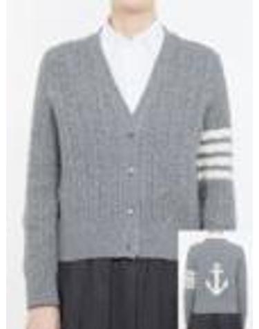 [해외직구][G95]톰브라운 FKC729AY1005055 여성 니트 풀오버 스웨터 가디건 MERINO WOOL ANCHOR AND 4 BAR INTARSIA CARDIGAN