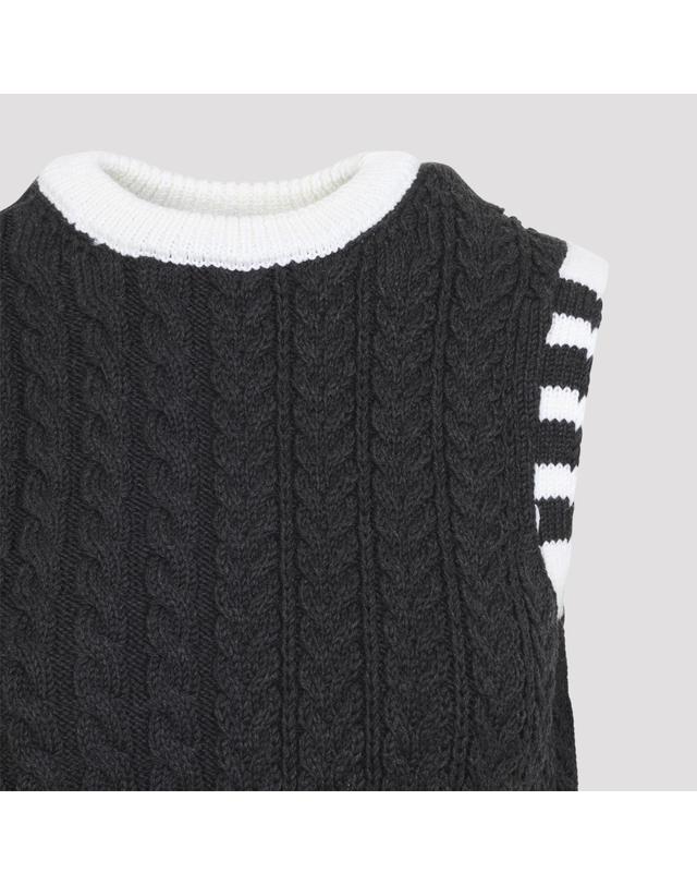 톰브라운 [해외직구][D14]톰브라운 FKV237AY1024 025 DARK GREY 여성 스웨터 니트 가디건 Thom Browne Aran Cable Shell Top 착용컷