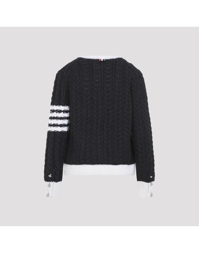톰브라운 [해외직구][D14]톰브라운 FKC724AY1024 025 DARK GREY 여성 스웨터 니트 가디건 Thom Browne Aran Cable Crew Neack Cardigan 착용컷