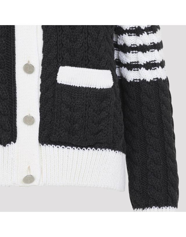 톰브라운 [해외직구][D14]톰브라운 FKC724AY1024 025 DARK GREY 여성 스웨터 니트 가디건 Thom Browne Aran Cable Crew Neack Cardigan 착용컷