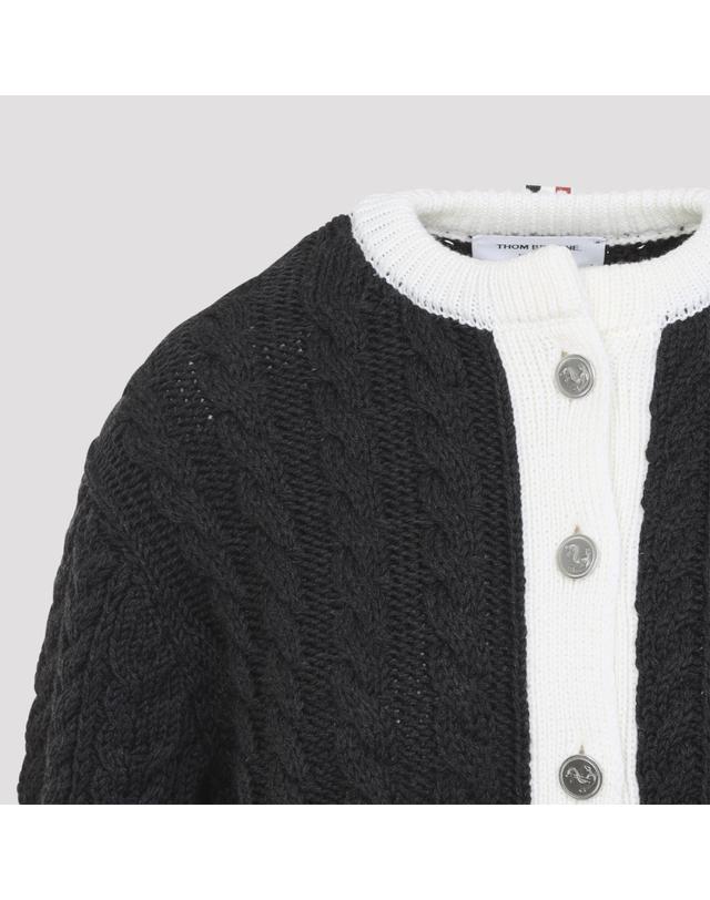 톰브라운 [해외직구][D14]톰브라운 FKC724AY1024 025 DARK GREY 여성 스웨터 니트 가디건 Thom Browne Aran Cable Crew Neack Cardigan 착용컷