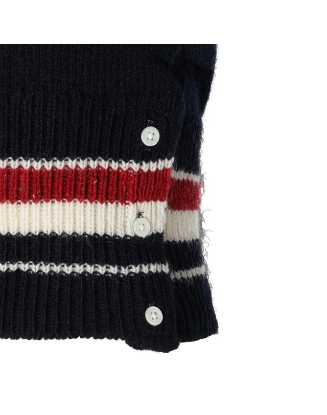 톰브라운 [해외직구][B47]톰브라운 FKV233AY1506415 여성 니트 스웨터 가디건 NAVY WOOL AND MOHAIR VEST SWEATER 착용컷