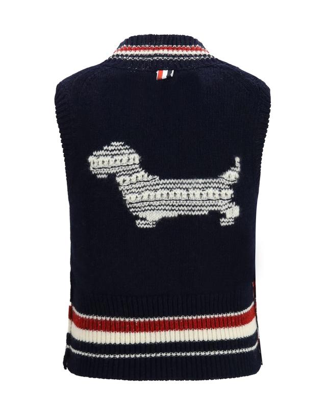 톰브라운 [해외직구][K68]톰브라운 FKV233AY1506 415 여성 니트 스웨터 가디건 Hector striped V neck Vest 착용컷