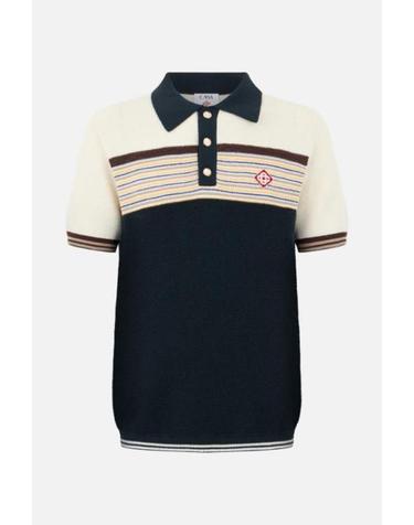 [해외직구][E32]카사블랑카 MAW26KW149101 남성 폴로셔츠 피케셔츠 CASABLANCA Cafe Stripe polo shirt in wool and cotton