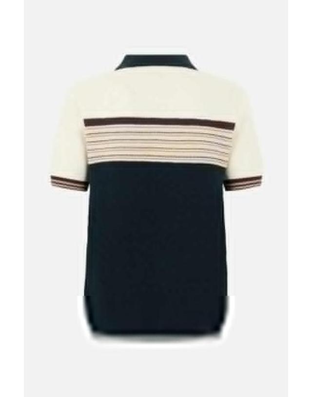 카사블랑카 [해외직구][E32]카사블랑카 MAW26KW149101 남성 폴로셔츠 피케셔츠 CASABLANCA Cafe Stripe polo shirt in wool and cotton 착용컷