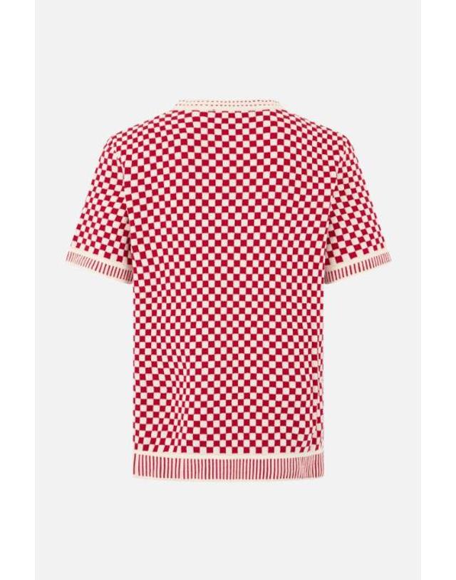 카사블랑카 [해외직구][E32]카사블랑카 MAW26KW147202 남성 티셔츠 CASABLANCA check knit t shirt 착용컷