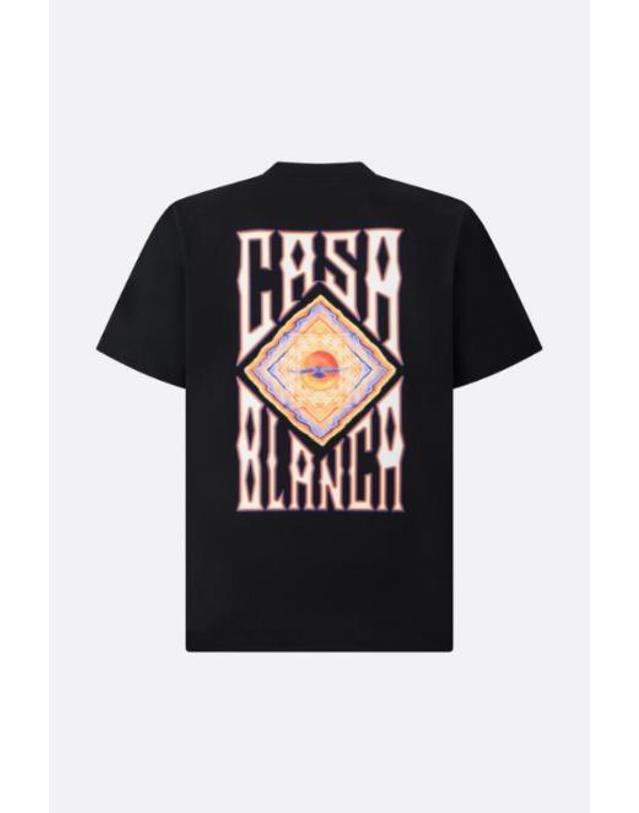 카사블랑카 [해외직구][E32]카사블랑카 MAW26JTS00115 남성 티셔츠 CASABLANCA Monde Perdu Tennis Club Icon t shirt in cotton 착용컷