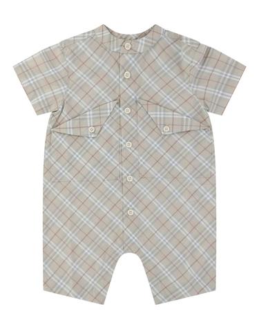 [해외직구][V90]버버리 8089277 키즈 바디수트 우주복 신생아 영유아 출산선물 Check cotton playsuit