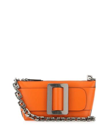 [해외직구][X45]보이 BUCKLEPOUCHETTE PUFFINSBILL 여성 크로스백 숄더백 미니백 탑핸들백 Orange leather Buckle shoulder bag