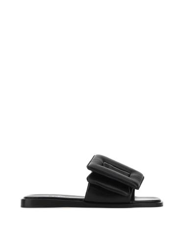 [해외직구][X45]보이 PUFFYSANDAL BLACK 여성 샌들 슬리퍼 샌들힐 플립플랍 샌들힐 Black leather Puffy slippers