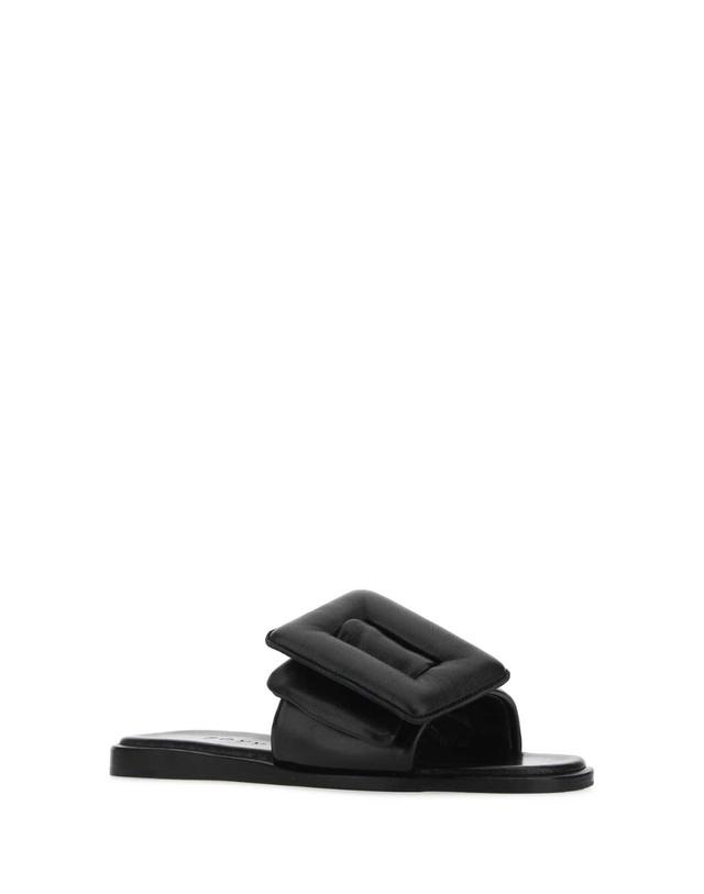 보이 [해외직구][X45]보이 PUFFYSANDAL BLACK 여성 샌들 슬리퍼 샌들힐 플립플랍 샌들힐 Black leather Puffy slippers 착용컷