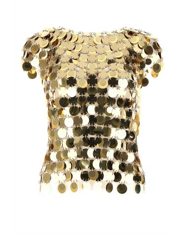[해외직구][X45]RABANNE 19AITO010PS0133 P710 여성 셔츠 남방 반팔 긴팔 블라우스 Gold sequins top