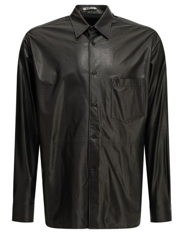 [해외직구][V90]오라리 A26AS02CBBLACK 남성 셔츠 남방 Casual leather shirt