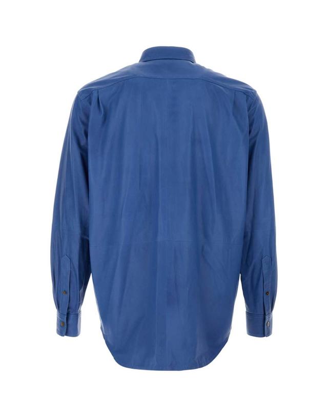 오라리 [해외직구][X45]오라리 A26AS02CB ROYALBLUE 남성 셔츠 남방 긴팔 반팔 Cerulean leather shirt 착용컷
