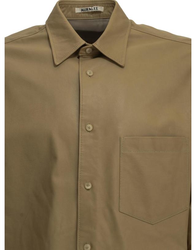 오라리 [해외직구][V90]오라리 A26AS02CBBEIGE 남성 셔츠 남방 Casual leather shirt 착용컷