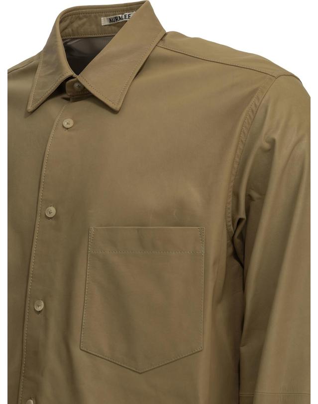 오라리 [해외직구][V90]오라리 A26AS02CBBEIGE 남성 셔츠 남방 Casual leather shirt 착용컷