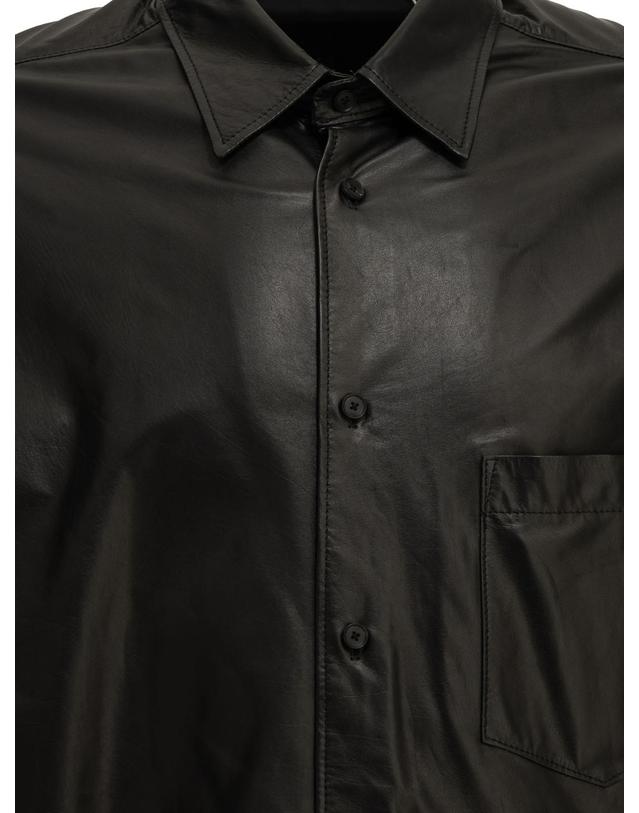 오라리 [해외직구][V90]오라리 A26AS02CBBLACK 남성 셔츠 남방 Casual leather shirt 착용컷
