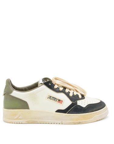 [해외직구][Q11]오트리 AVLMSV06 남성 스니커즈 WHITE BLACK AND GREEN LEATHER SUPER VINTAGE SNEAKERS