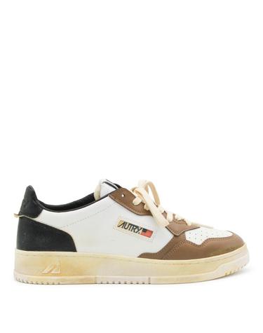 [해외직구][B47]오트리 AVLMSV60 남성 로우탑 스니커즈 WHITE BLACK AND BROWN LEATHER SUPER VINTAGE SNEAKERS