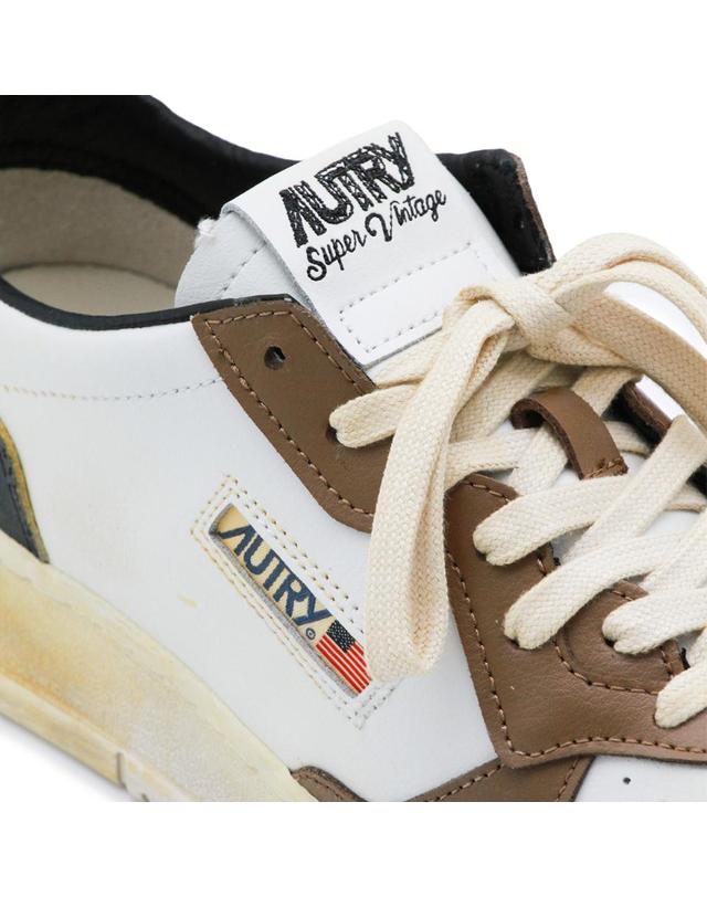 오트리 [해외직구][Q11]오트리 AVLMSV60 남성 스니커즈 WHITE BLACK AND BROWN LEATHER SUPER VINTAGE SNEAKERS 착용컷