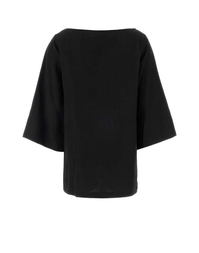 더 로우 더로우 [해외직구][X45]더로우 10843W4357 BLK 여성 셔츠 남방 반팔 긴팔 블라우스 Black linen Junia blouse 착용컷
