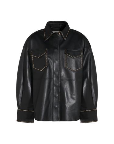 [해외직구][B47]블루마린 NF6012P044422222 여성 셔츠 남방 블라우스 BLACK LEATHER SHIRT