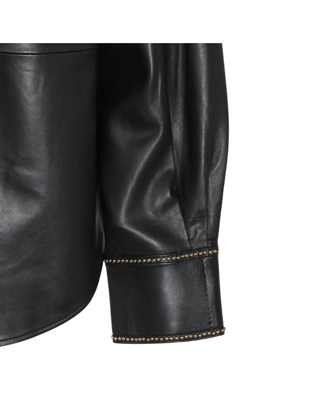 블루마린 [해외직구][B47]블루마린 NF6012P044422222 여성 셔츠 남방 블라우스 BLACK LEATHER SHIRT 착용컷