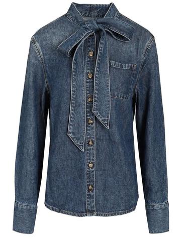 [해외직구][A94]셀프포트레이트 PF26 826T BLBLUE 여성 셔츠 블라우스 SELF PORTRAIT SELF PORTRAIT Shirt With Bow