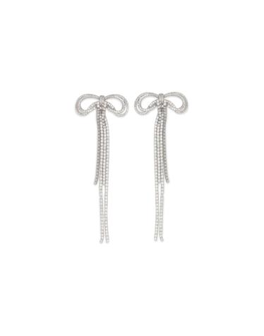 [해외직구][K68]셀프포트레이트 PF26606ESL SILVER 여성 귀걸이 피어싱 이어링 악세사리 Double crystal bow Earrings