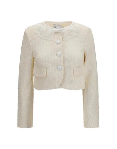 [해외직구][K68]셀프포트레이트 PF26002JC CREAM 여성 자켓 베스트 봄버 파카 베스트 블레이저 Boucle Jacket with lace collar