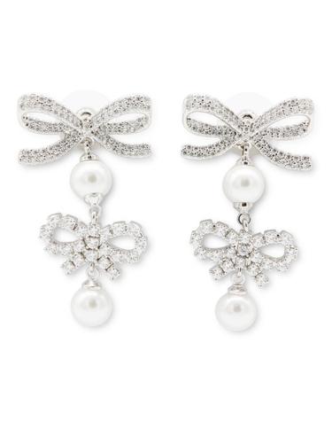 [해외직구][S27]셀프포트레이트 RS26629ESLSILVER 여성 귀걸이 이어링 악세서리 주얼리 잡화 로고 SILVER AND PEARL EARRINGS