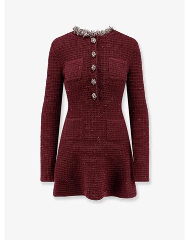 [해외직구][N85]셀프포트레이트 SC26152SBU 여성 원피스 드레스 점프수트 SELF PORTRAIT Knitted bordeaux dress with Jewel details