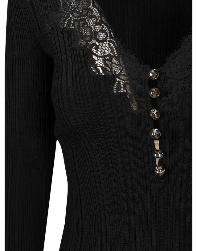 셀프 포트레이트 [해외직구][A94]셀프포트레이트 AW25 042T BBLACK 여성 티셔츠 탑 민소매 SELF PORTRAIT SELF PORTRAIT Knitted Top With Lace 착용컷