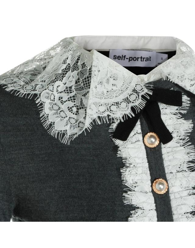 셀프 포트레이트 [해외직구][B47]셀프포트레이트 PF26134CGRGREY 여성 니트 스웨터 가디건 GREY WOOL KNITWEAR 착용컷