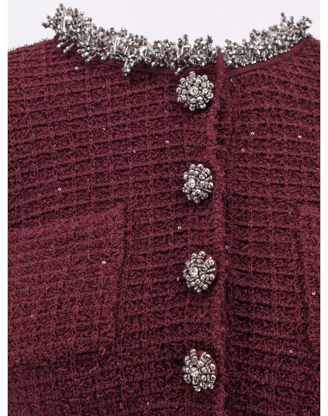 셀프 포트레이트 [해외직구][N85]셀프포트레이트 SC26152SBU 여성 원피스 드레스 점프수트 SELF PORTRAIT Knitted bordeaux dress with Jewel details 착용컷