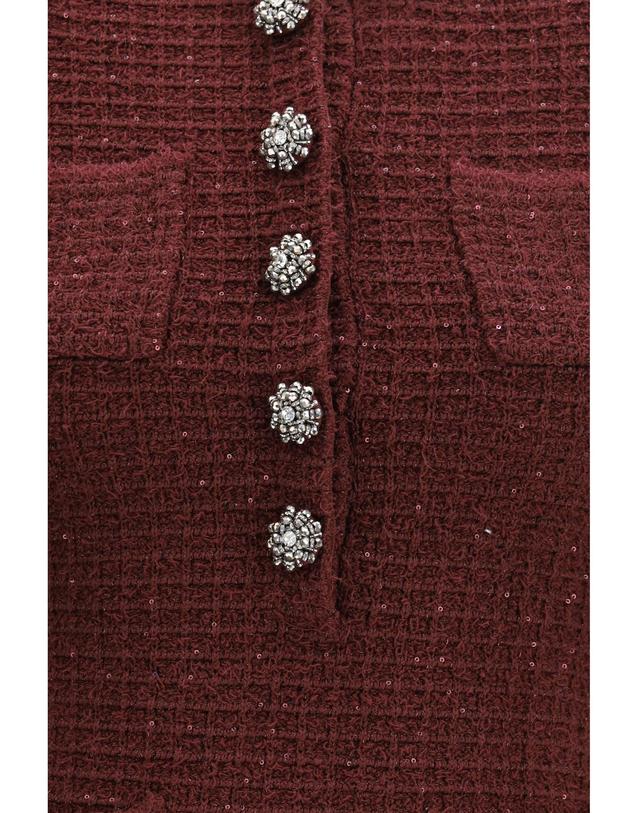 셀프 포트레이트 [해외직구][K68]셀프포트레이트 SC26152SBU BURGUNDY 여성 원피스 롱 미디 미니 드레스 Textured knit mini Dress with statement buttons 착용컷